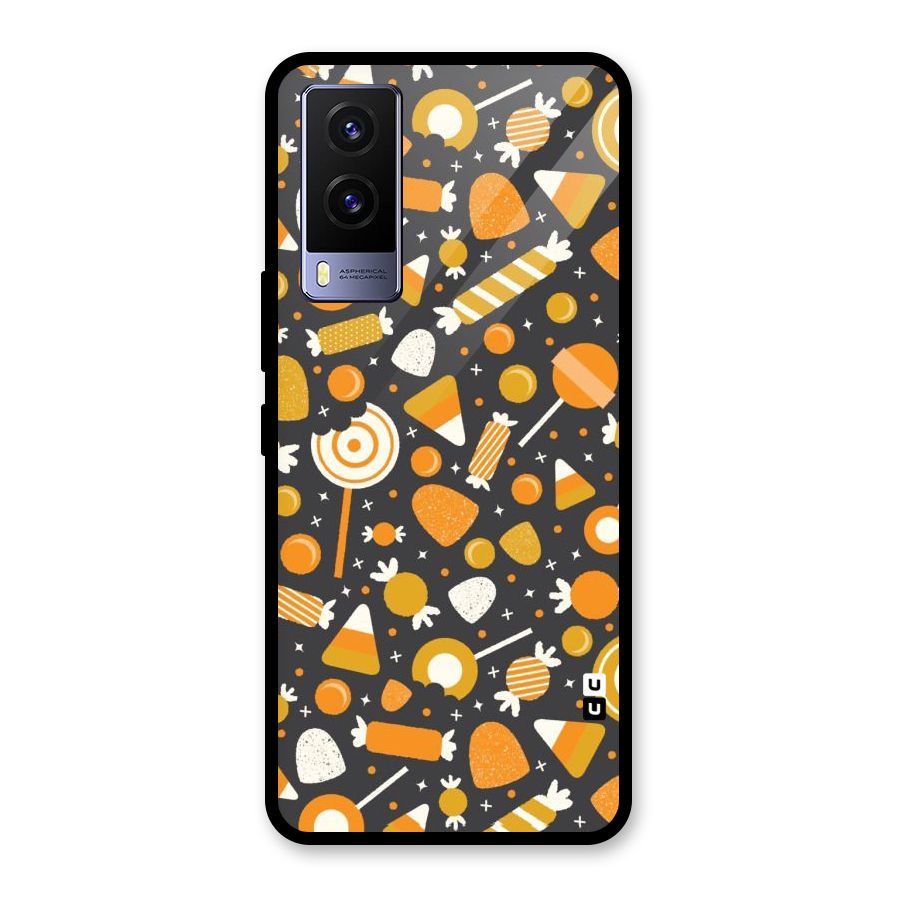 Candies Pattern Glass Back Case for Vivo V21e 5G