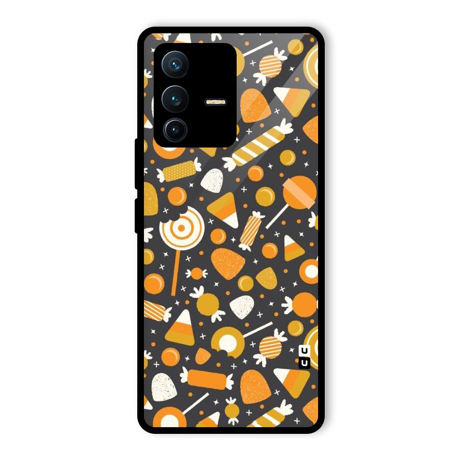 Candies Pattern Glass Back Case for Vivo V23 Pro