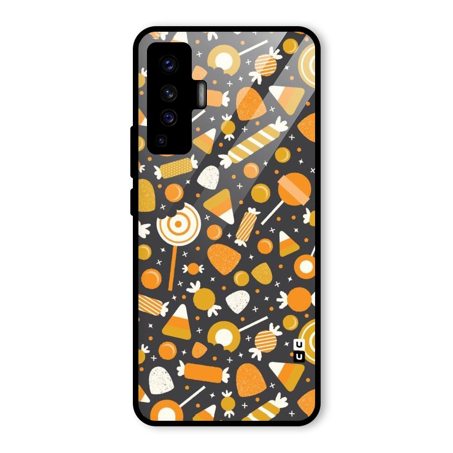 Candies Pattern Glass Back Case for Vivo X50