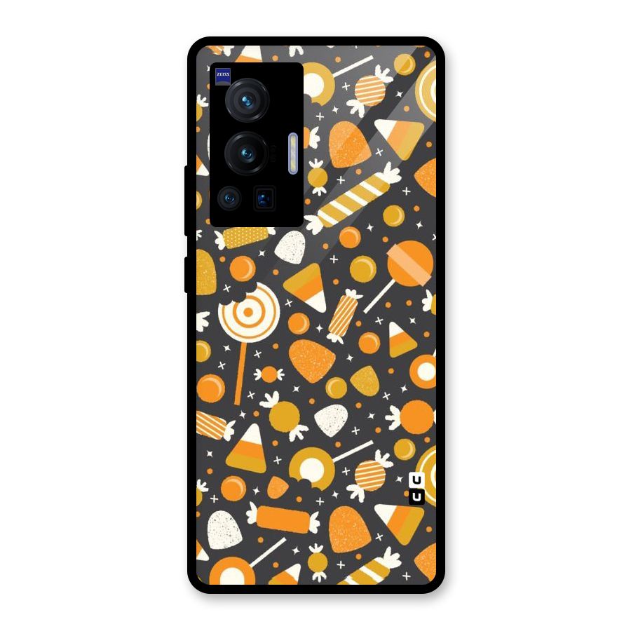 Candies Pattern Glass Back Case for Vivo X70 Pro