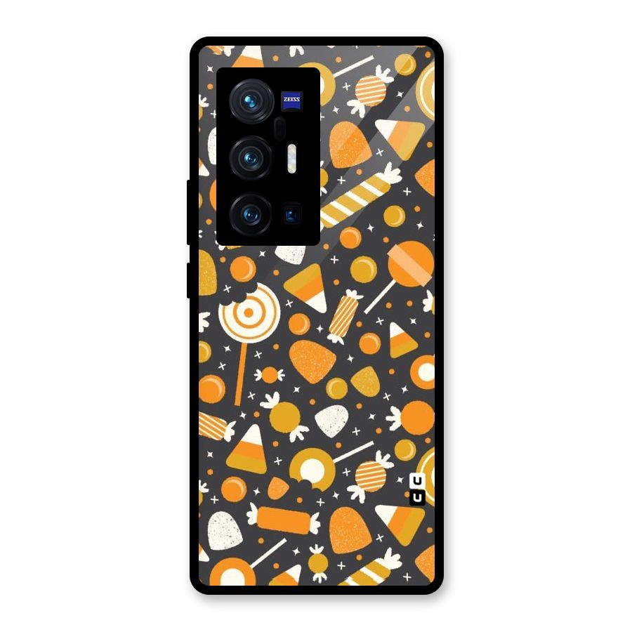 Candies Pattern Glass Back Case for Vivo X70 Pro Plus