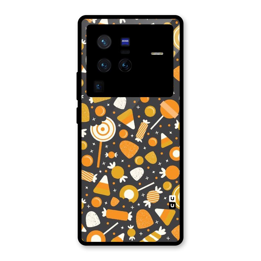 Candies Pattern Glass Back Case for Vivo X80 Pro