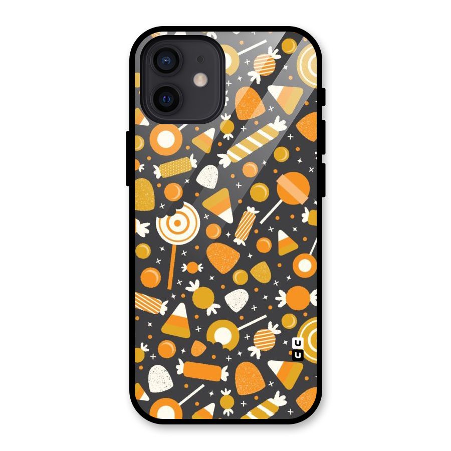 Candies Pattern Glass Back Case for iPhone 12