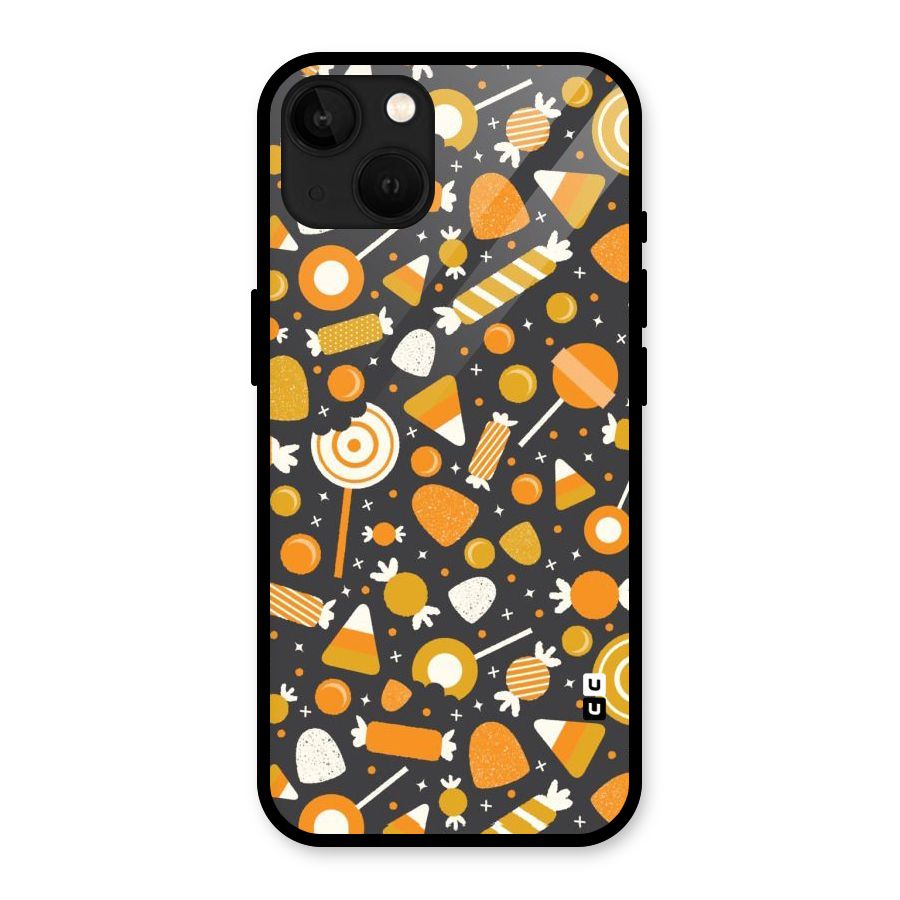 Candies Pattern Glass Back Case for iPhone 13