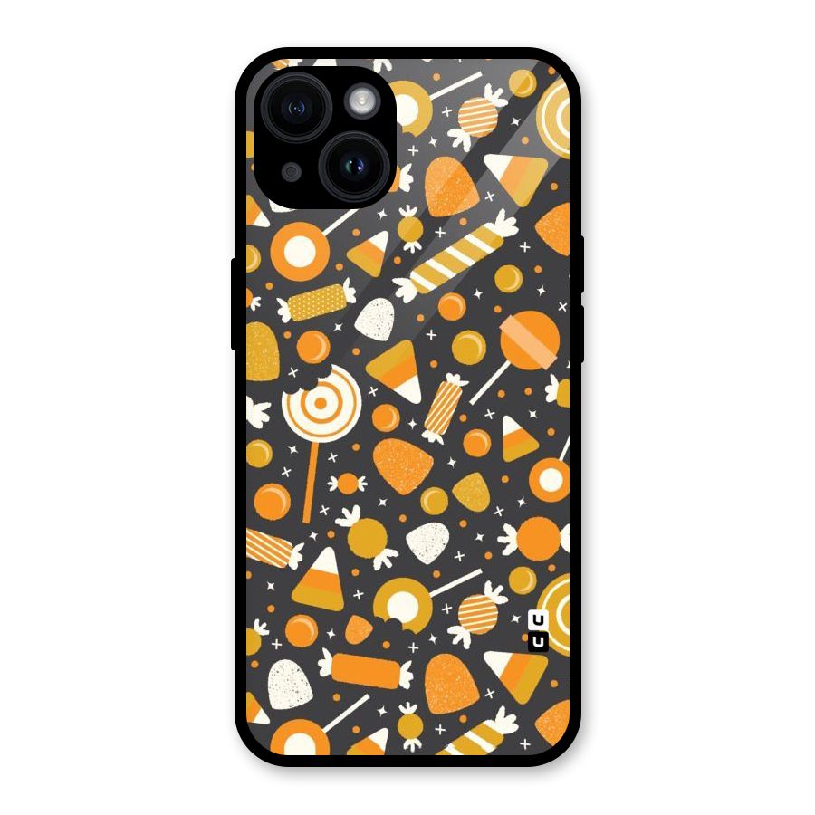Candies Pattern Glass Back Case for iPhone 14