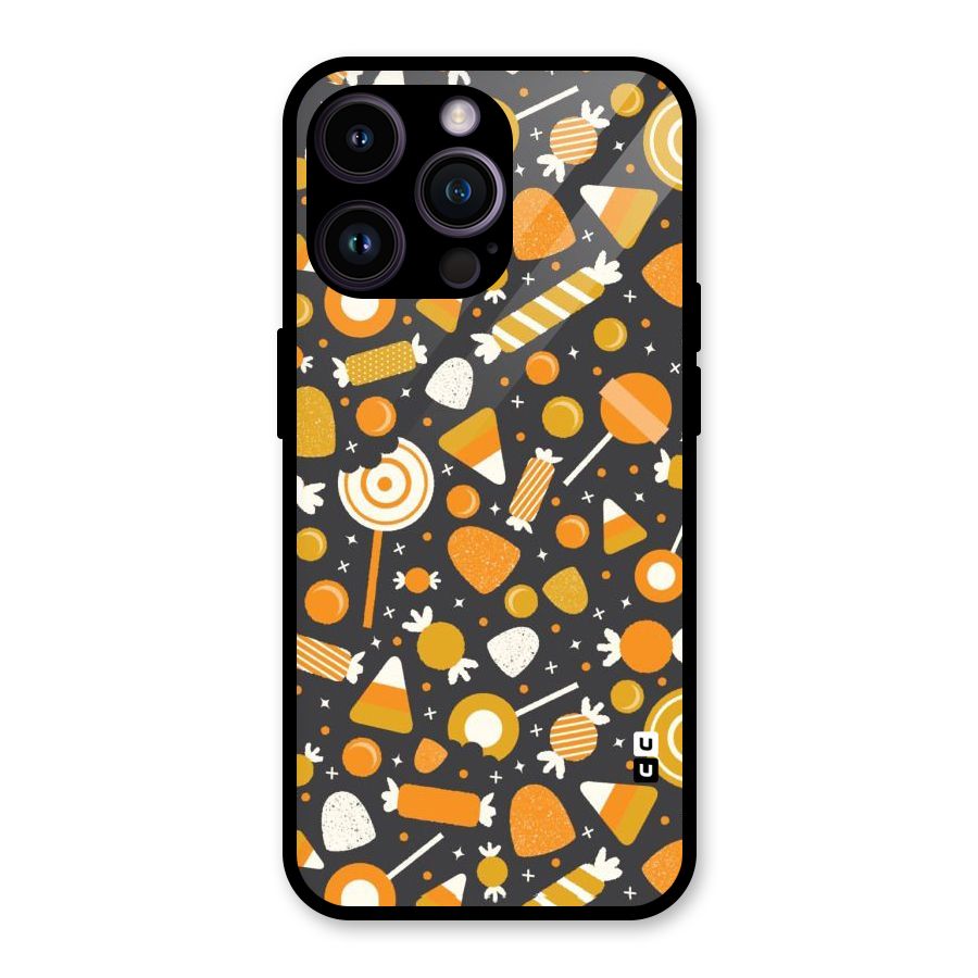 Candies Pattern Glass Back Case for iPhone 14 Pro Max