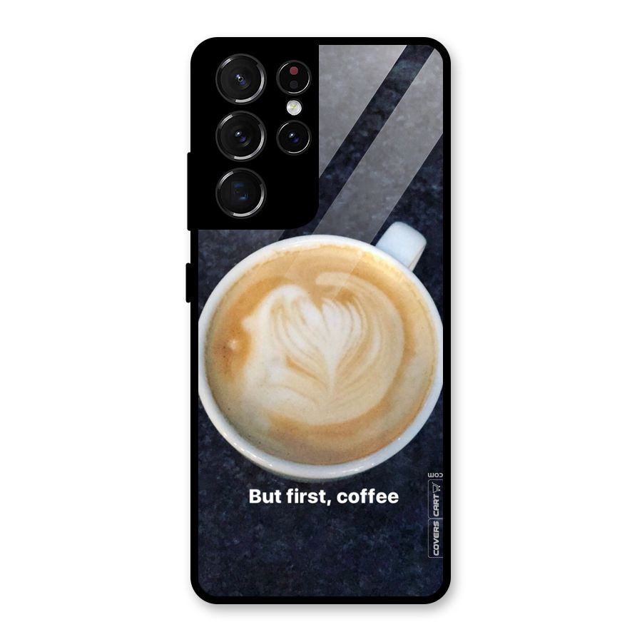 Cappuccino Coffee Glass Back Case for Galaxy S21 Ultra 5G