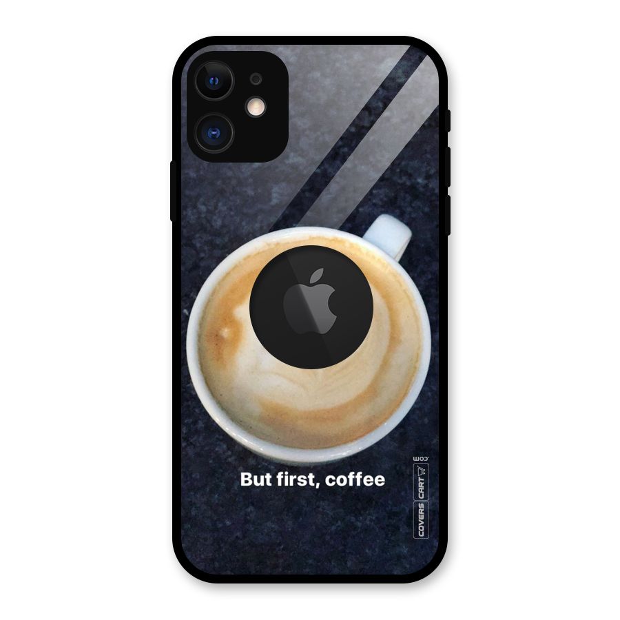 Cappuccino Coffee Glass Back Case for iPhone 11 Logo Cut