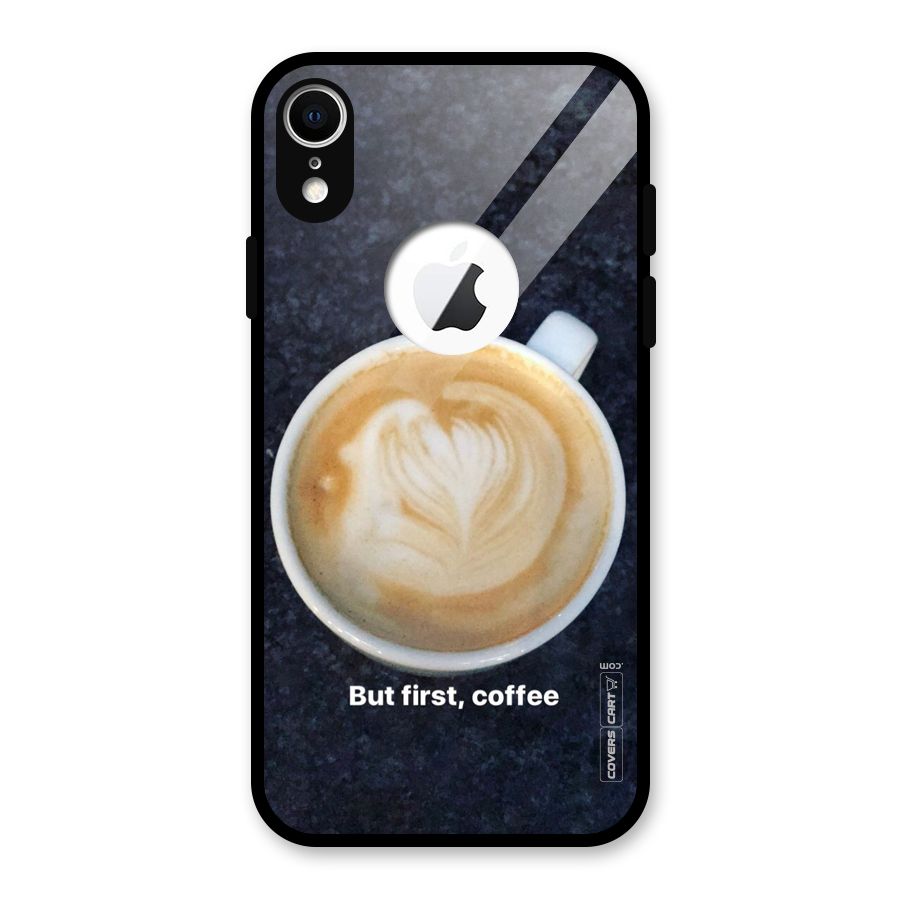 Cappuccino Coffee Glass Back Case for iPhone XR Logo Cut