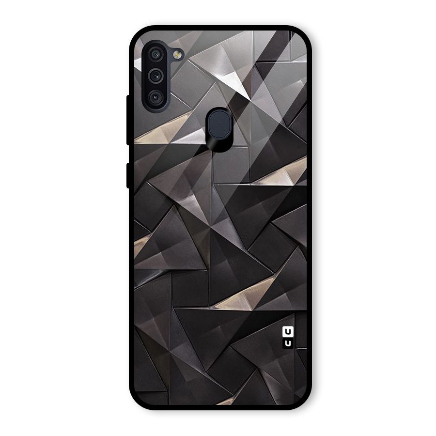 Carved Triangles Glass Back Case for Galaxy M11