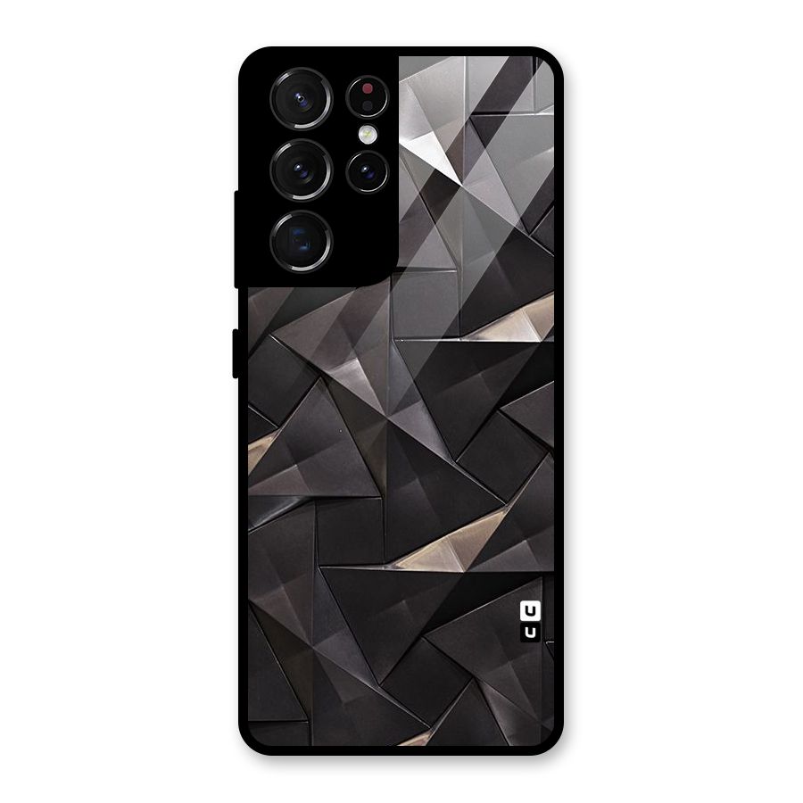 Carved Triangles Glass Back Case for Galaxy S21 Ultra 5G
