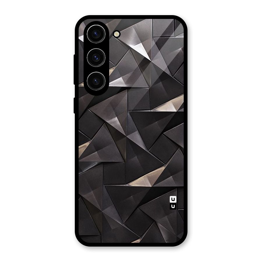 Carved Triangles Glass Back Case for Galaxy S23 Plus