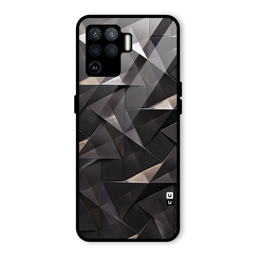 Carved Triangles Glass Back Case for Oppo F19 Pro