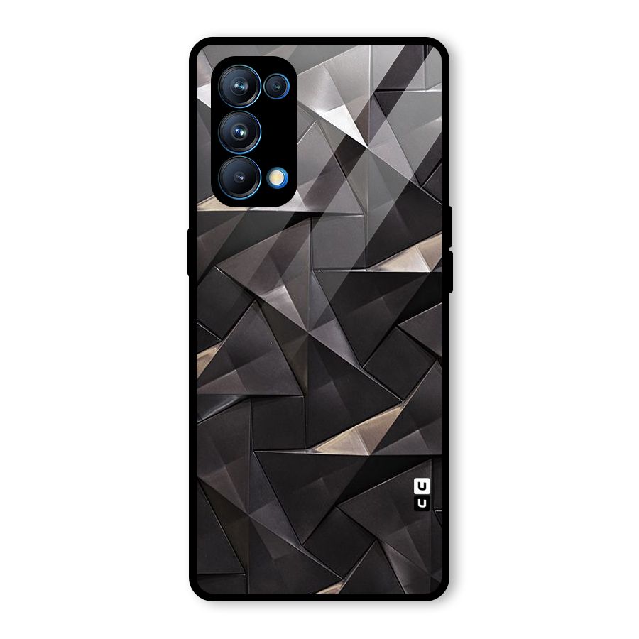 Carved Triangles Glass Back Case for Oppo Reno5 Pro 5G