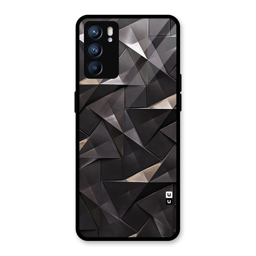 Carved Triangles Glass Back Case for Oppo Reno6 5G
