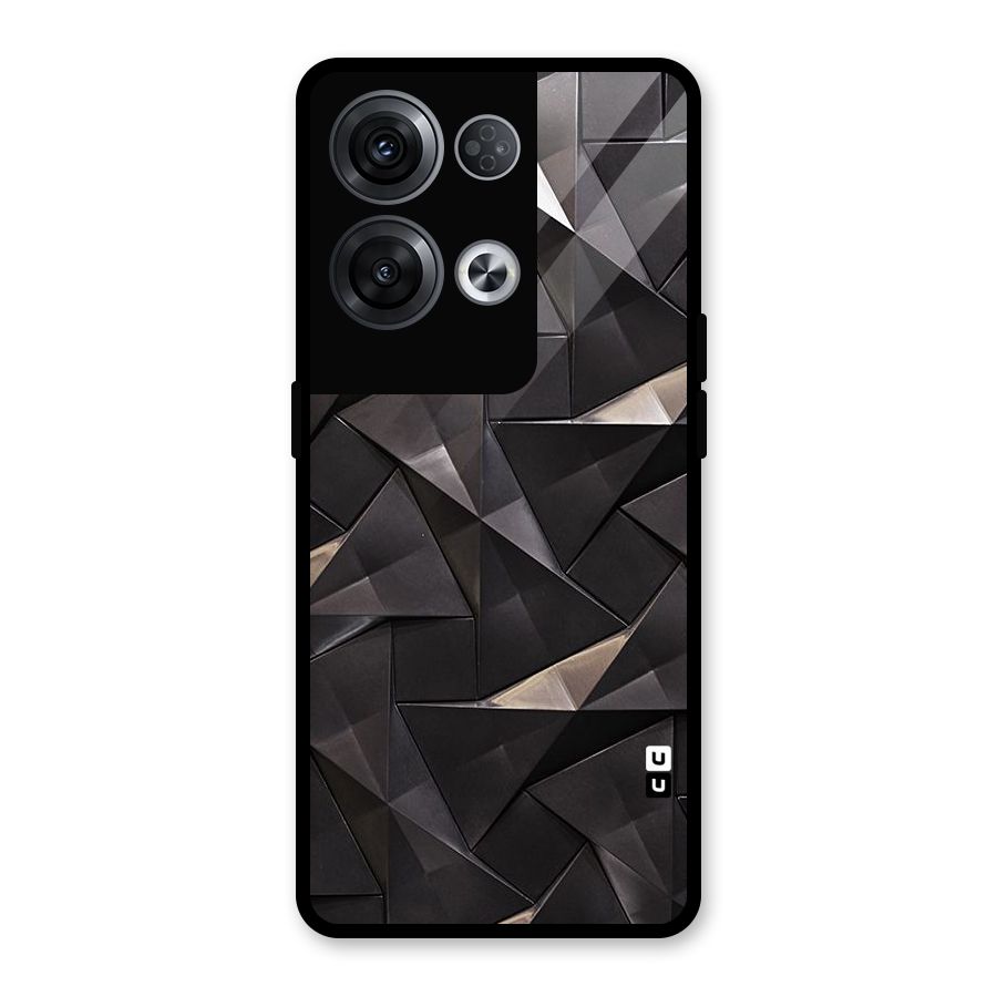 Carved Triangles Glass Back Case for Oppo Reno8 Pro 5G