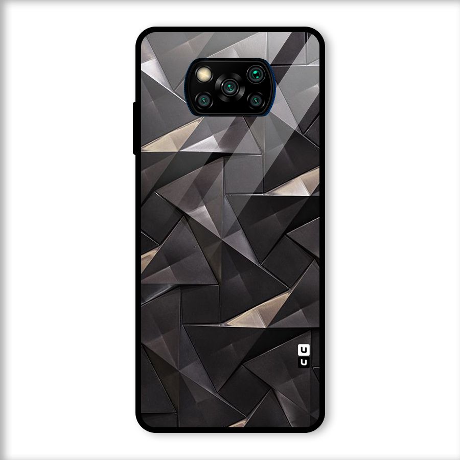 Carved Triangles Glass Back Case for Poco X3