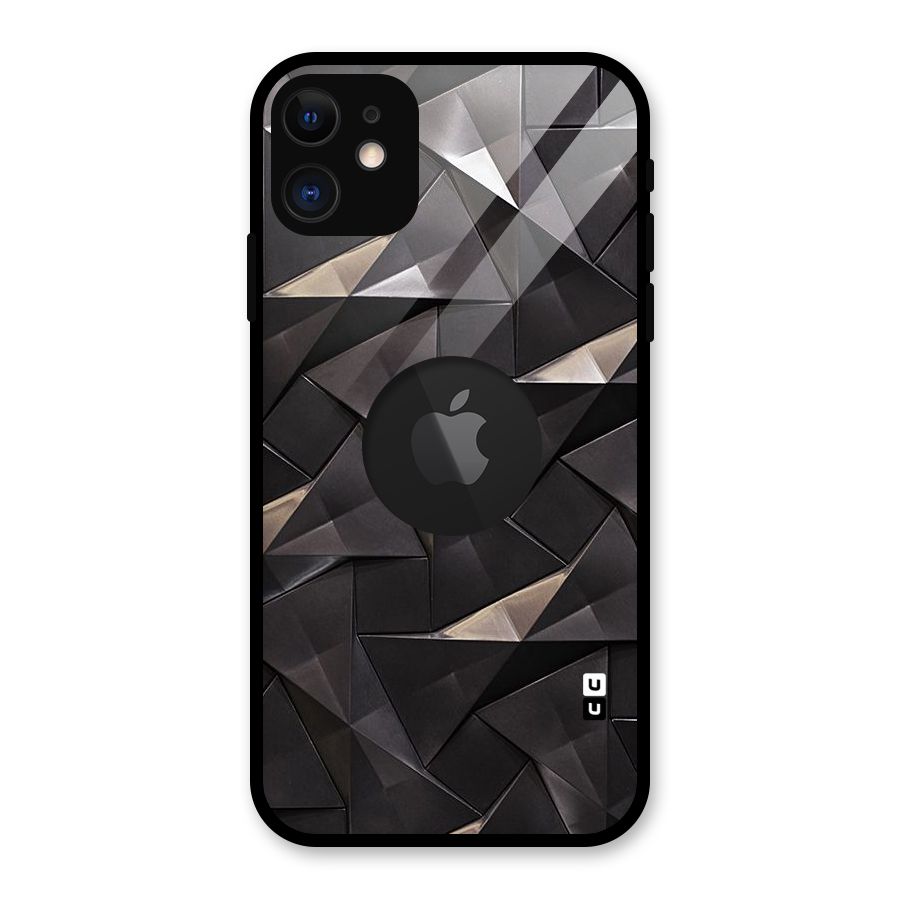 Carved Triangles Glass Back Case for iPhone 11 Logo Cut