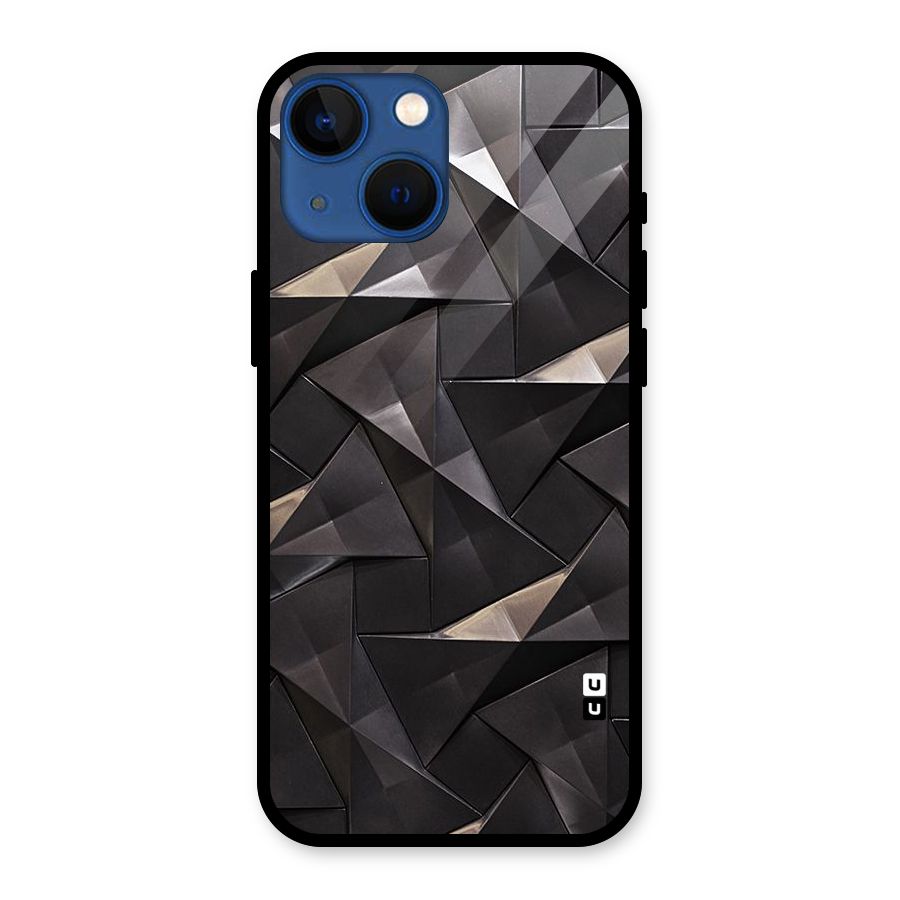 Carved Triangles Glass Back Case for iPhone 13 Mini