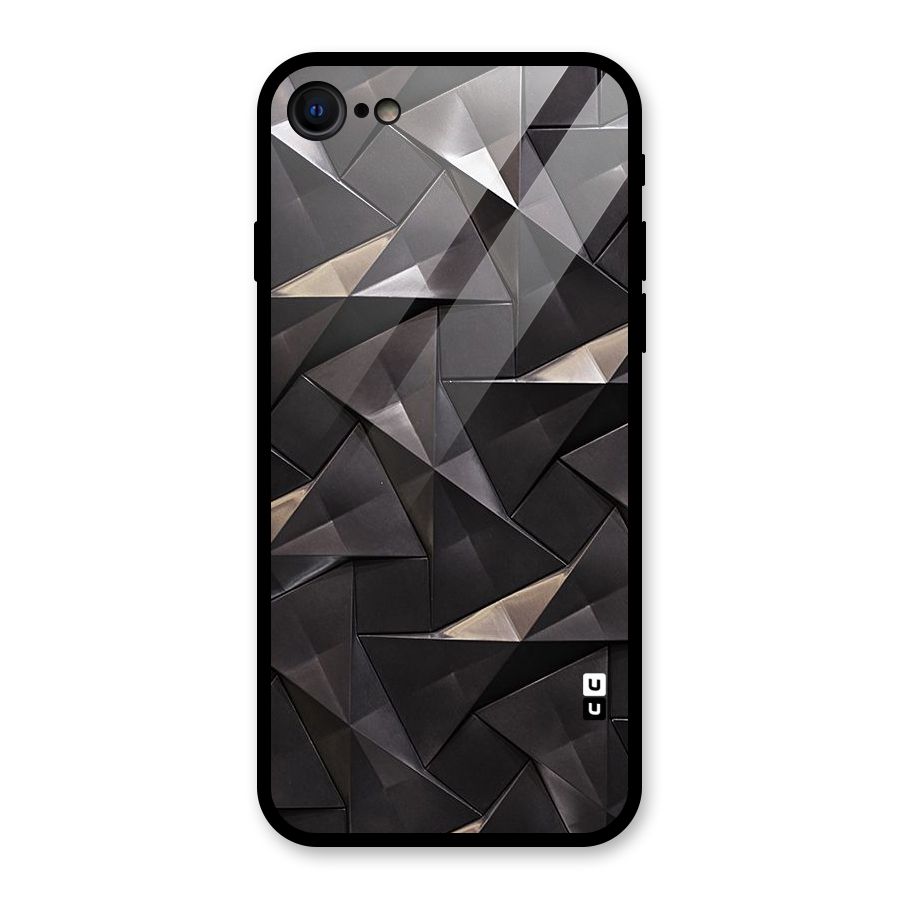 Carved Triangles Glass Back Case for iPhone SE 2022