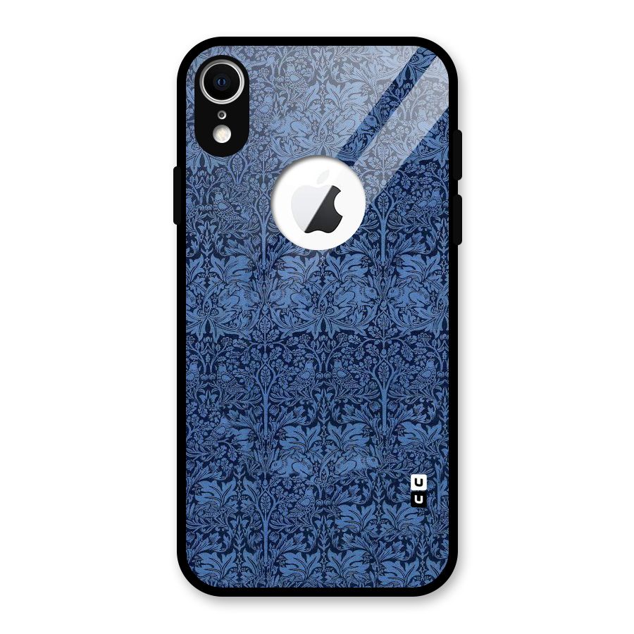 Carving Design Glass Back Case for iPhone XR Logo Cut