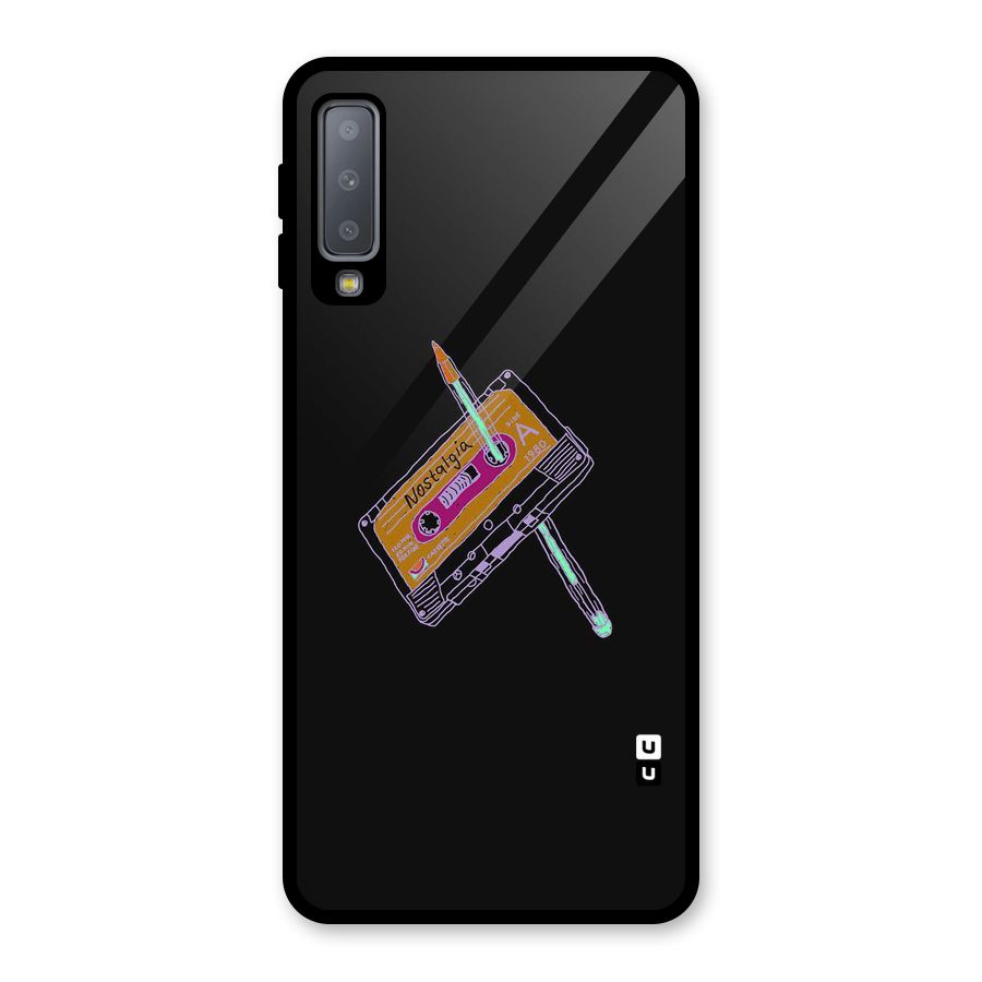 Casette Nostalgia Glass Back Case for Galaxy A7 (2018)