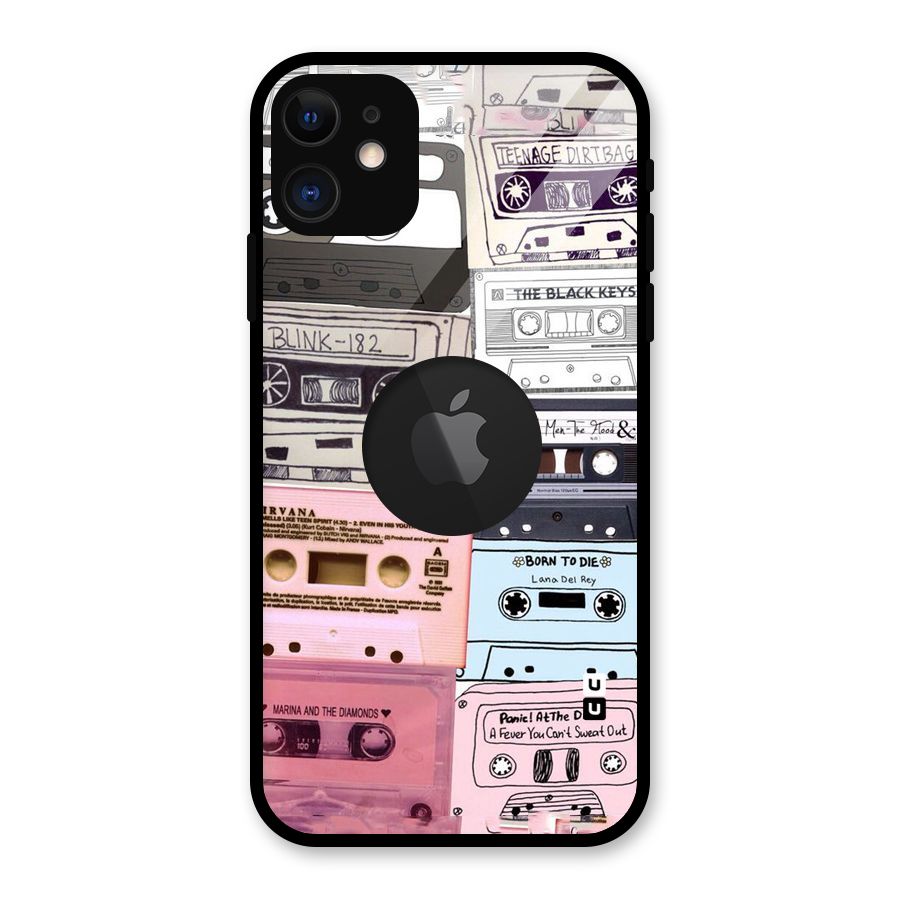 Casette Rolling Glass Back Case for iPhone 11 Logo Cut