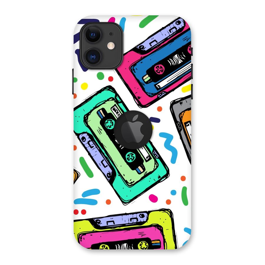 Cassette Pattern Back Case for iPhone 11 Logo Cut