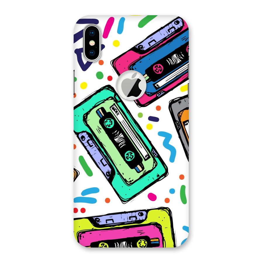 Cassette Pattern Back Case for iPhone X Logo Cut
