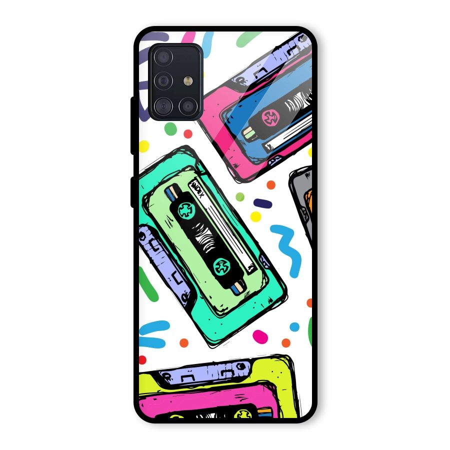 Cassette Pattern Glass Back Case for Galaxy A51