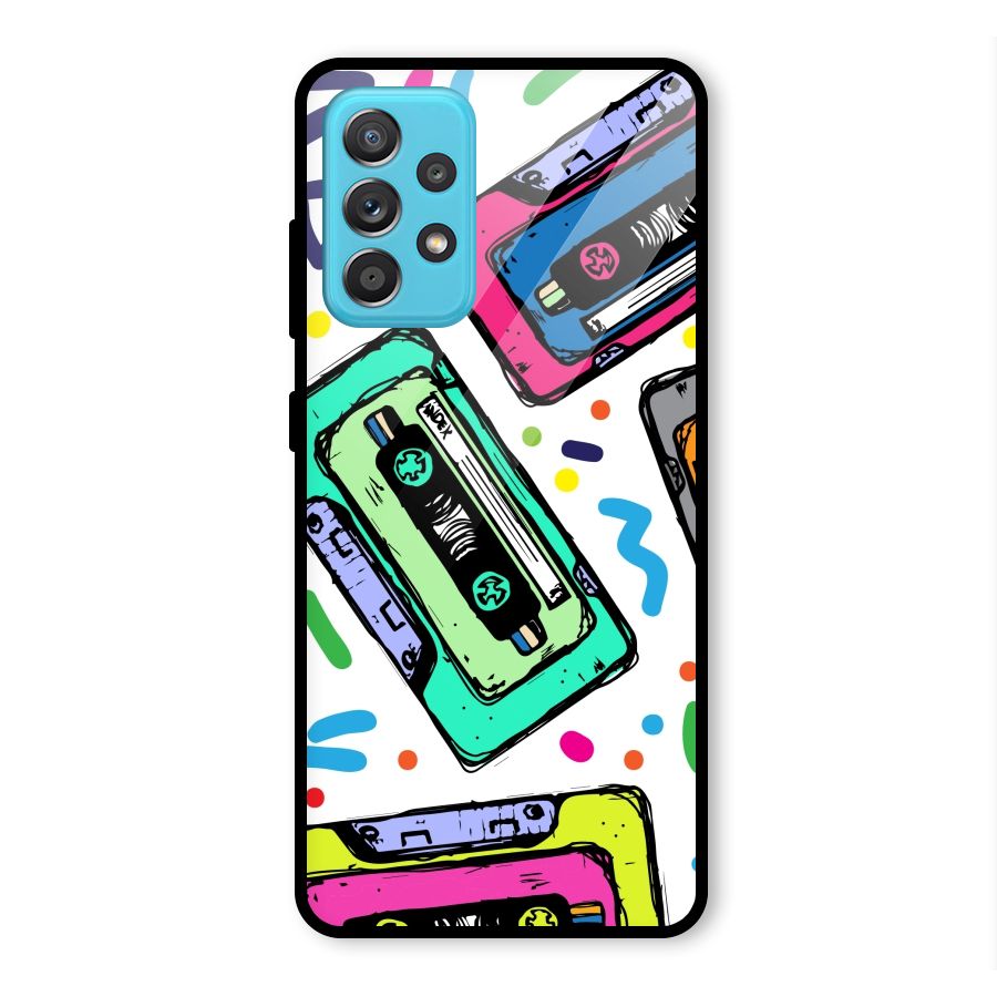 Cassette Pattern Glass Back Case for Galaxy A52