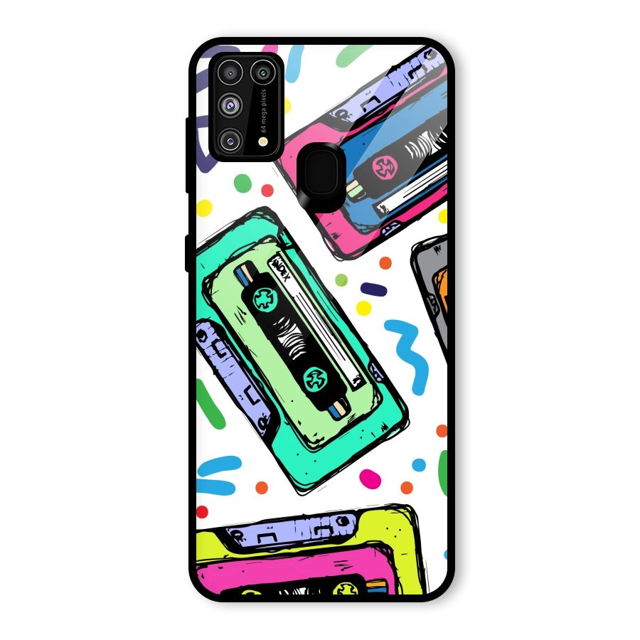 Cassette Pattern Glass Back Case for Galaxy M31