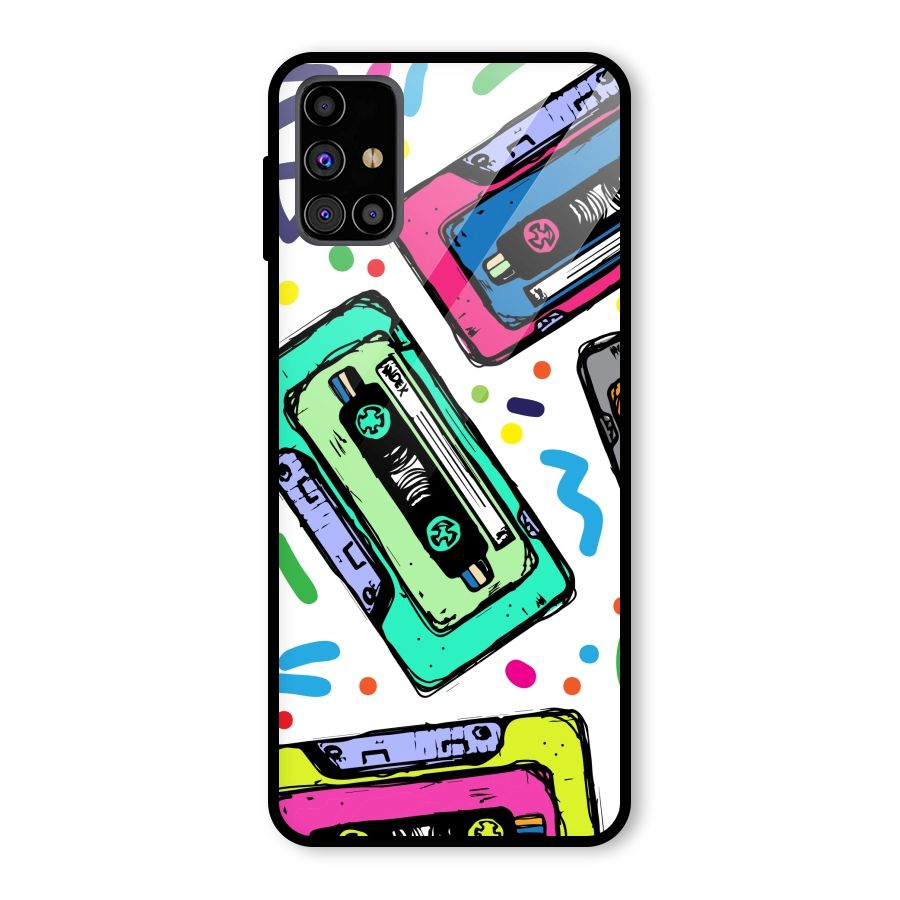 Cassette Pattern Glass Back Case for Galaxy M31s