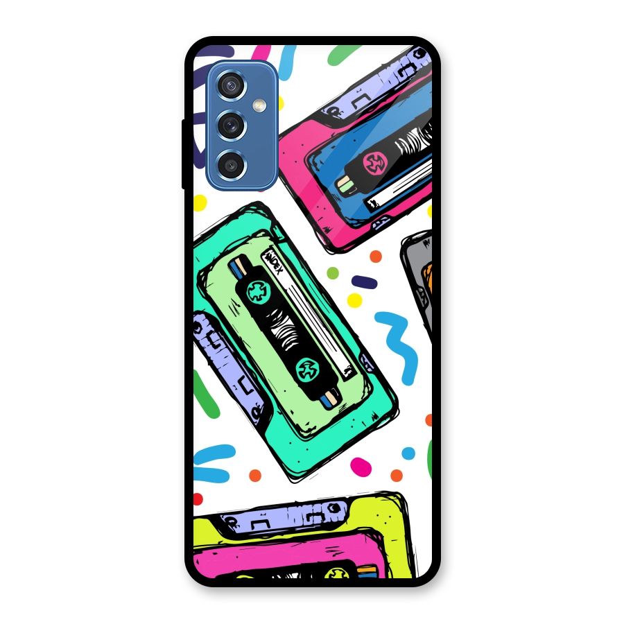 Cassette Pattern Glass Back Case for Galaxy M52 5G