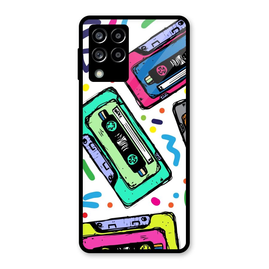 Cassette Pattern Glass Back Case for Galaxy M53 5G