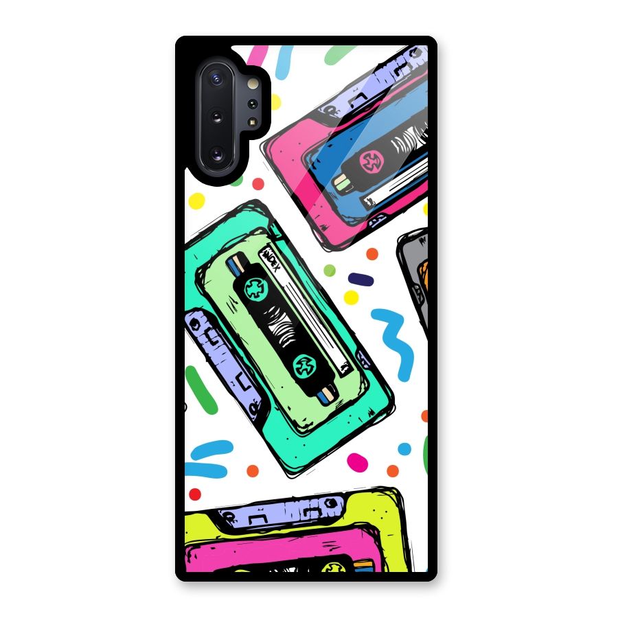 Cassette Pattern Glass Back Case for Galaxy Note 10 Plus