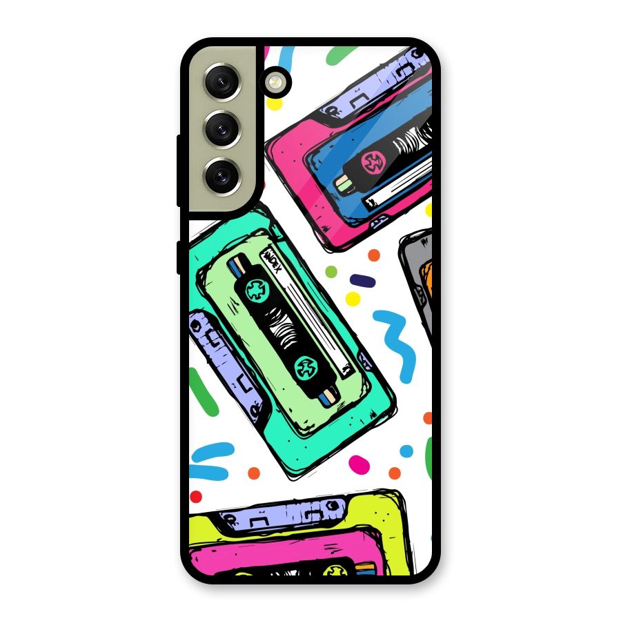 Cassette Pattern Glass Back Case for Galaxy S21 FE 5G