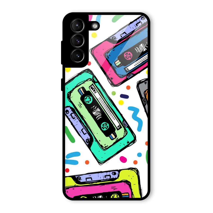 Cassette Pattern Glass Back Case for Galaxy S21 Plus
