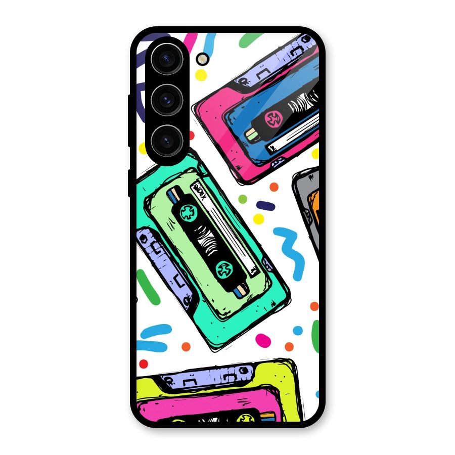 Cassette Pattern Glass Back Case for Galaxy S23 Plus