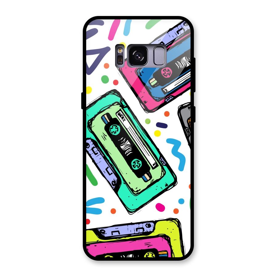 Cassette Pattern Glass Back Case for Galaxy S8