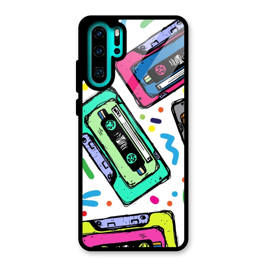 Cassette Pattern Glass Back Case for Huawei P30 Pro