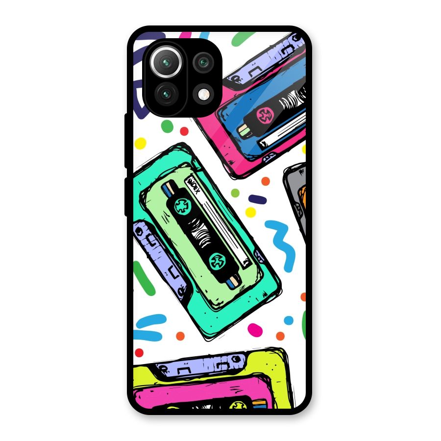 Cassette Pattern Glass Back Case for Mi 11 Lite