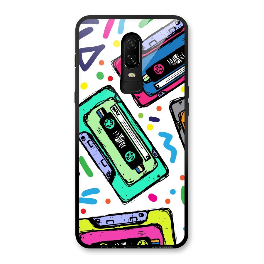 Cassette Pattern Glass Back Case for OnePlus 6