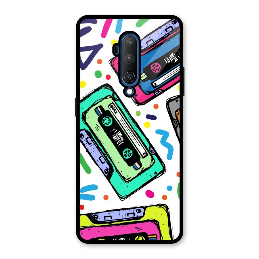 Cassette Pattern Glass Back Case for OnePlus 7T Pro