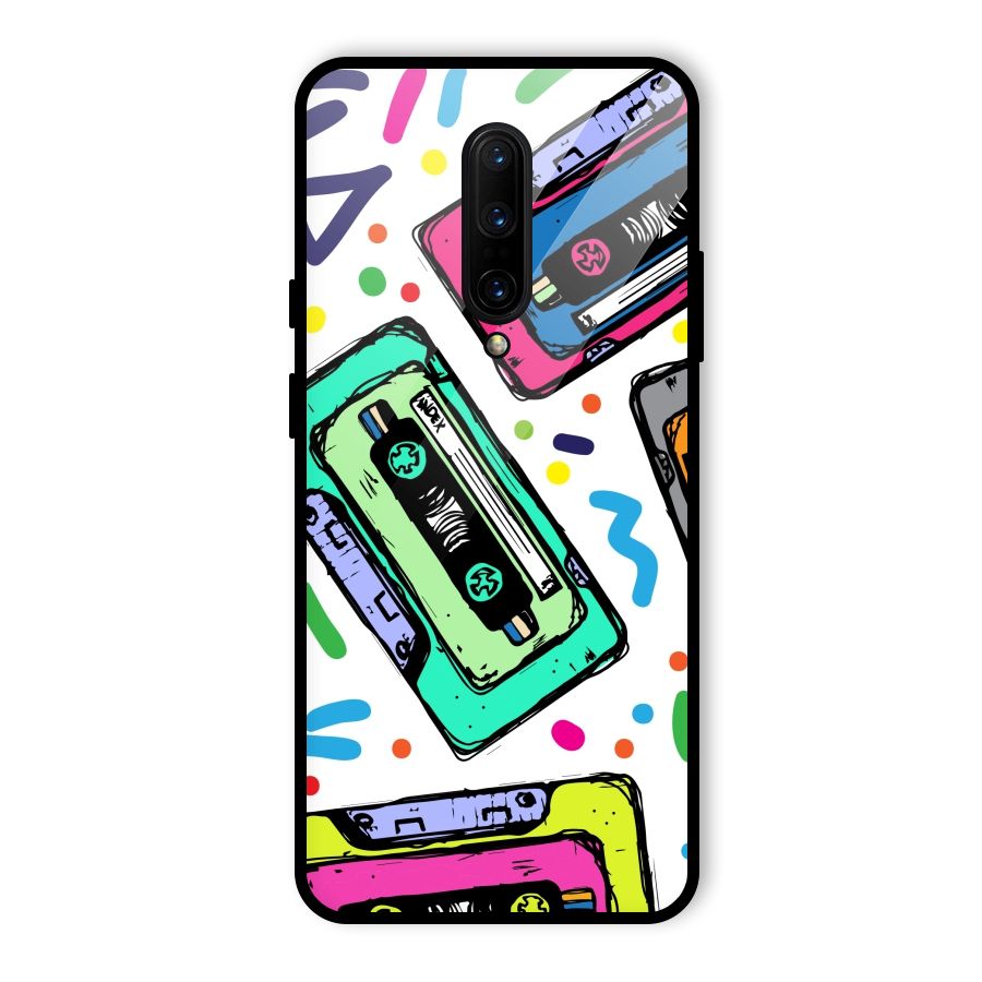 Cassette Pattern Glass Back Case for OnePlus 7 Pro