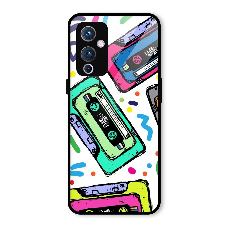 Cassette Pattern Glass Back Case for OnePlus 9