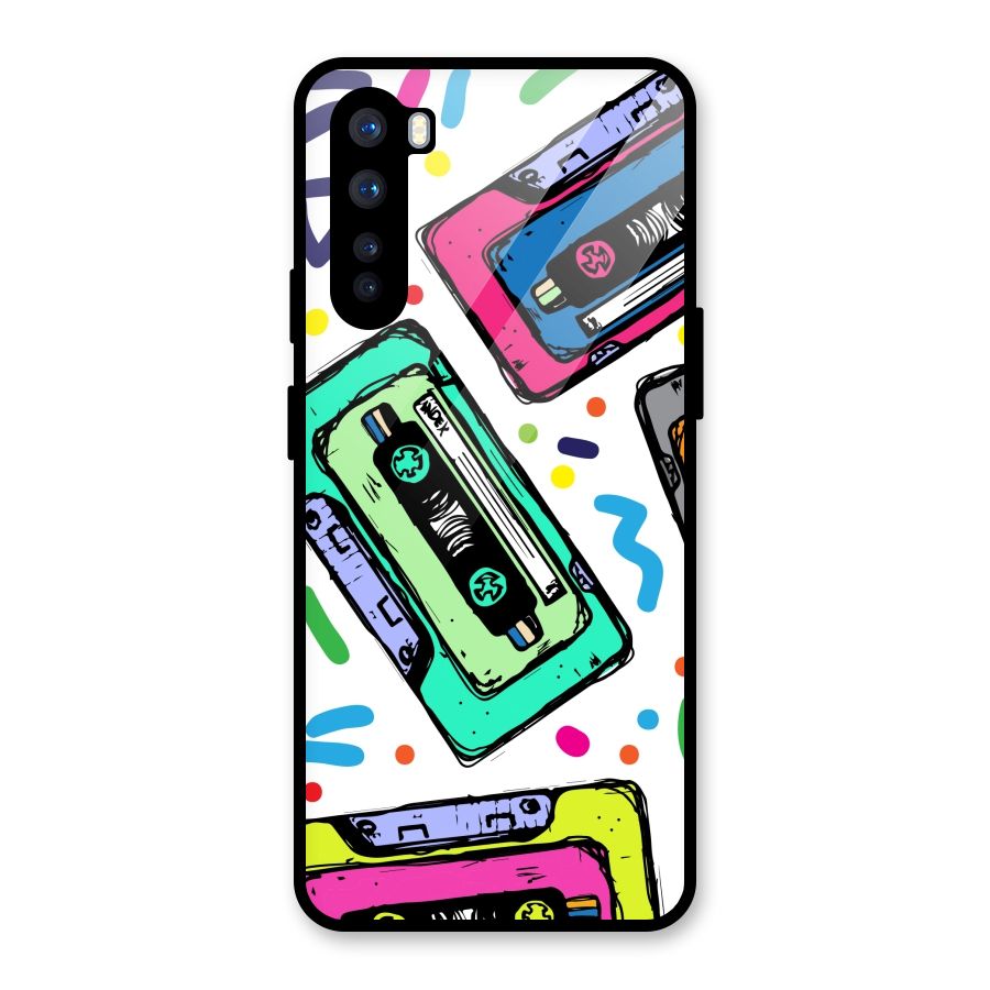 Cassette Pattern Glass Back Case for OnePlus Nord