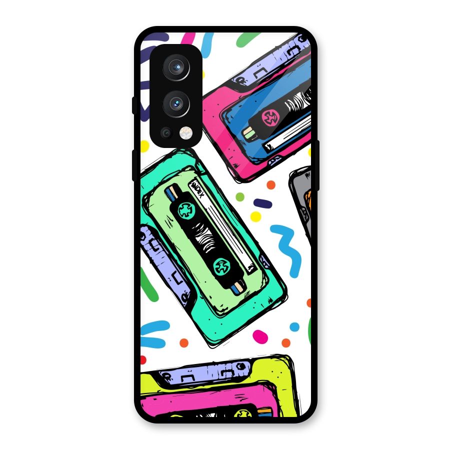 Cassette Pattern Glass Back Case for OnePlus Nord 2 5G