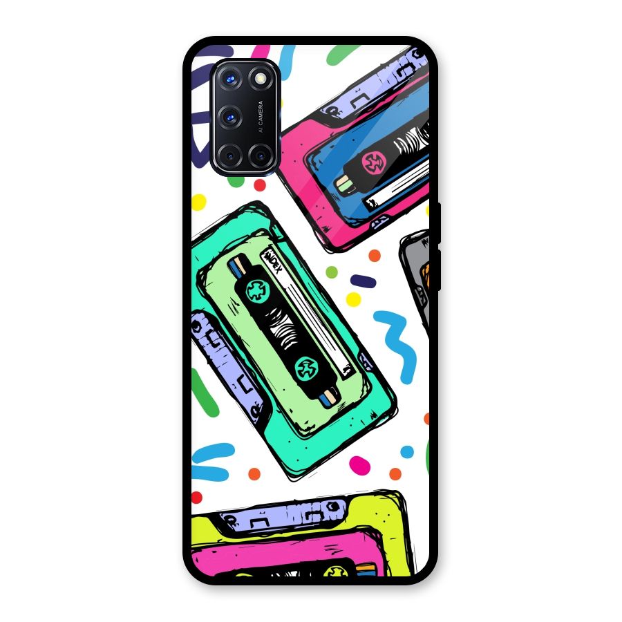 Cassette Pattern Glass Back Case for Oppo A52