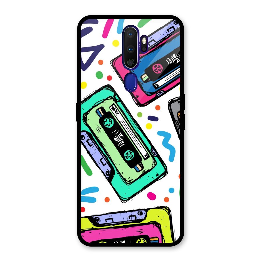 Cassette Pattern Glass Back Case for Oppo A9 (2020)